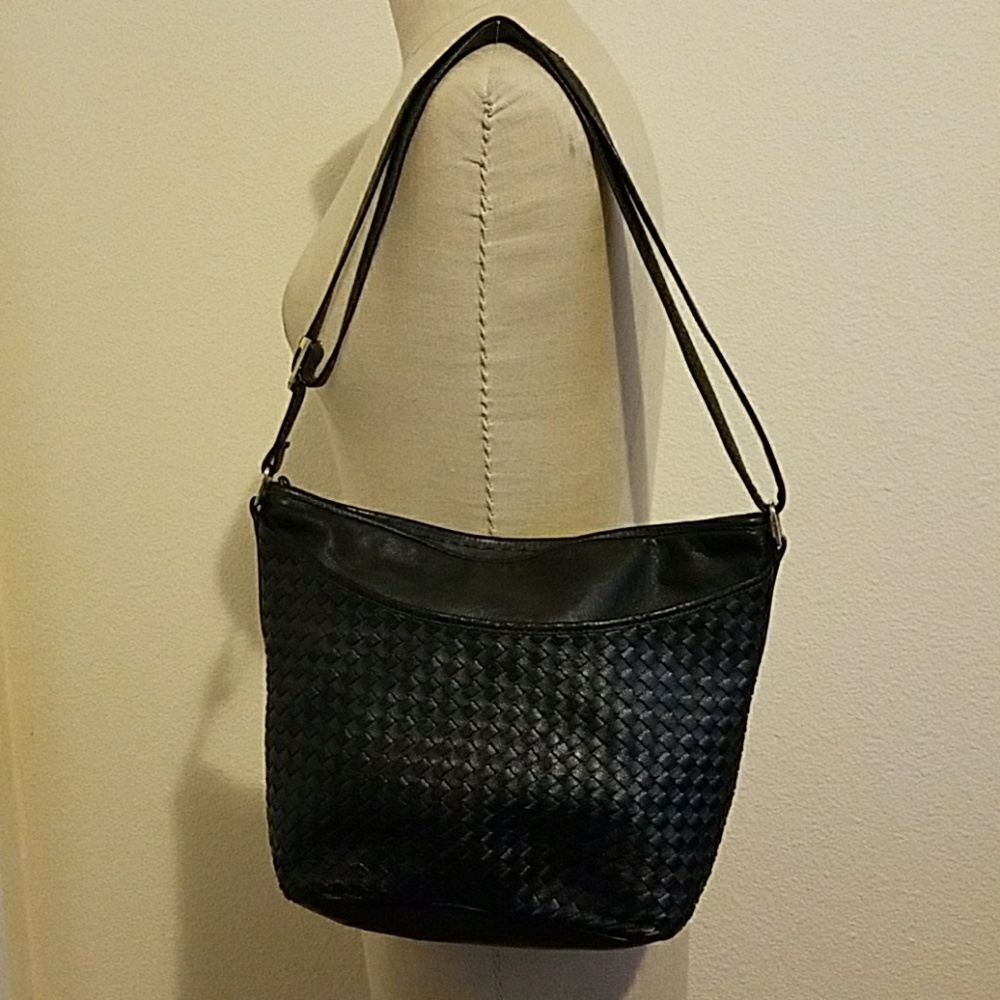 Ganson Dark Grey Calfskin Leather Shoulder Body